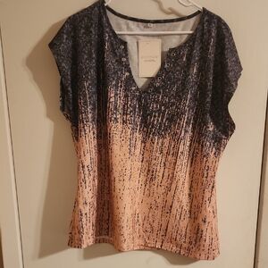 Vibe Gray and Orange Sequin Fitted Blouse